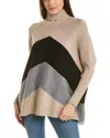 Joseph A Chevron Turtleneck Poncho In Brown