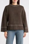 Joseph A Whipstitch Pullover Sweater In Brown