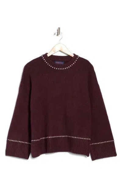 Joseph A Whipstitch Pullover Sweater In Fig/ Egret