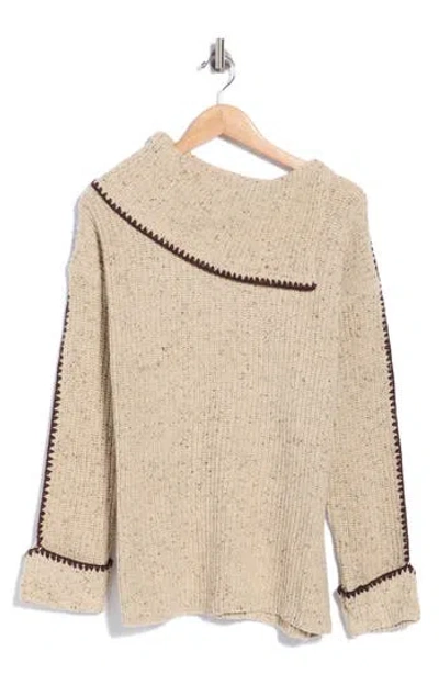 Joseph A Whipstitch Trim Pullover Sweater In Brown