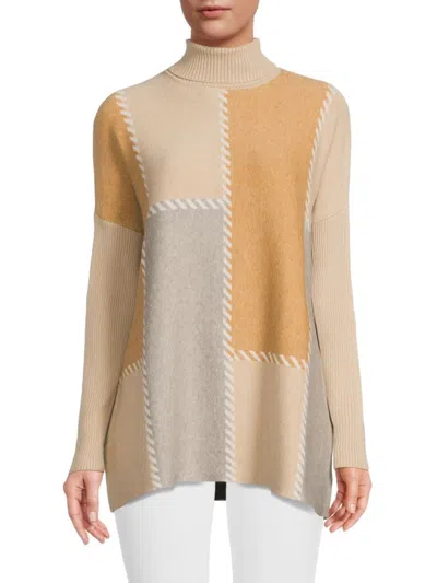 Joseph A Women's Colorblock Turtleneck Sweater In Multi