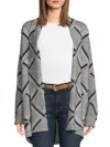 Joseph A Women's Diamond-pattern Open Cardigan In Gray