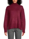 Joseph A Women's Drop Shoulder Mockneck Sweater In Cabernet