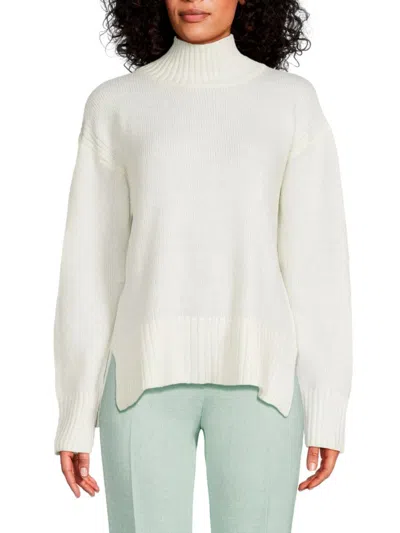Joseph A Women's Drop Shoulder Mockneck Sweater In Ivory