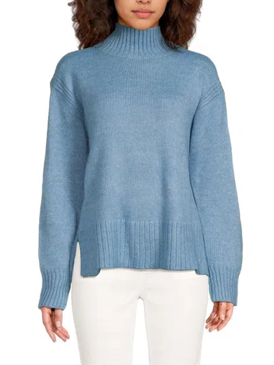 Joseph A Women's Drop Shoulder Mockneck Sweater In Light Blue