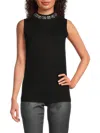 Joseph A Women's Embellished Mockneck Vest In Black