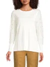 Joseph A Women's Embellished Sleeve Top In Ivory
