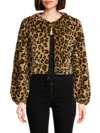 Joseph A Women's Faux Fur Cardigan In Leopard