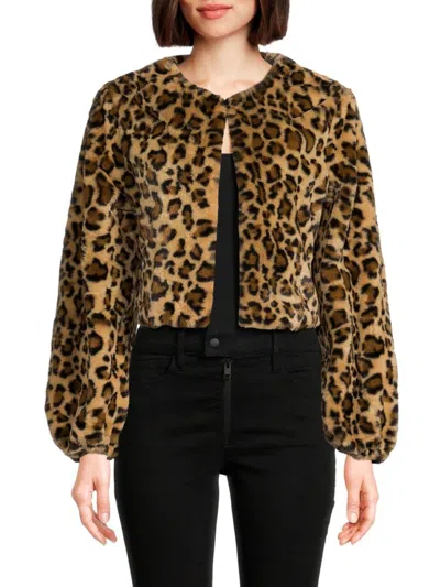 Joseph A Women's Faux Fur Cardigan In Leopard