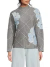 Joseph A Women's Floral Diamond-pattern Mock Turtleneck Sweater In Gray