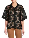 JOSEPH A WOMEN'S FLORAL OPEN KNIT SHIRT