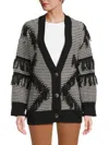 Joseph A Women's Fringe-trim Button-front Cardigan In White