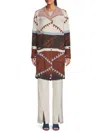Joseph A Geometric Open Front Sweater Coat In Multi