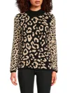 Joseph A Women's Leopard Print Mockneck Sweater In Beige Multi