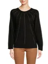 Joseph A Women's Lurex Raglan Sleeve Sweater In Black Lure