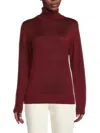 Joseph A Women's Metallic Turtleneck Tee In Cabernet
