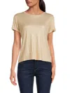 Joseph A Women's Metallic Turtleneck Tee In New Khaki