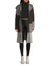Joseph A Women's Patchwork Hooded Longline Cardigan In Gray