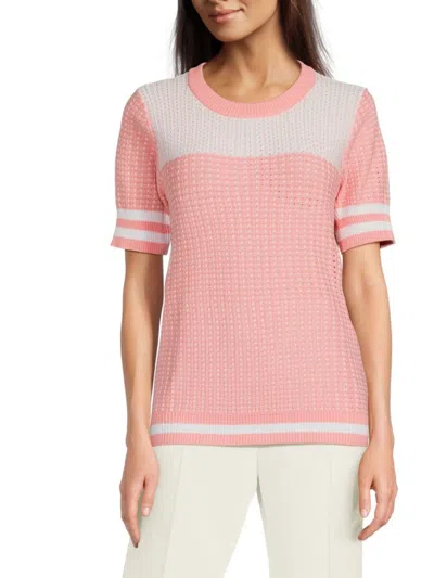 Joseph A Women's Pointelle Knit Short-sleeve Sweater