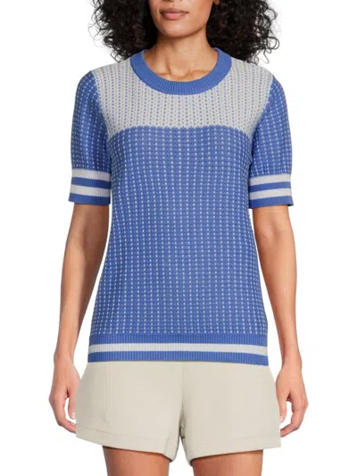 Joseph A Women's Pointelle Knit Short-sleeve Sweater