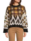 Joseph A Women's Quarter-zip Patterned Sweater In Multi