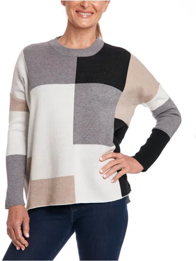 Joseph A Womens Colorblock Crewneck Sweater In Multi