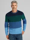 Joseph Abboud Big & Tall Men's Big Stripe Crewneck Sweater In Blue