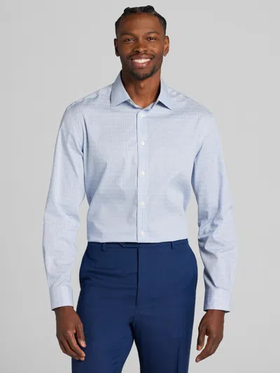 Joseph Abboud Big & Tall Men's Classic Fit Double-check Dress Shirt In Blue