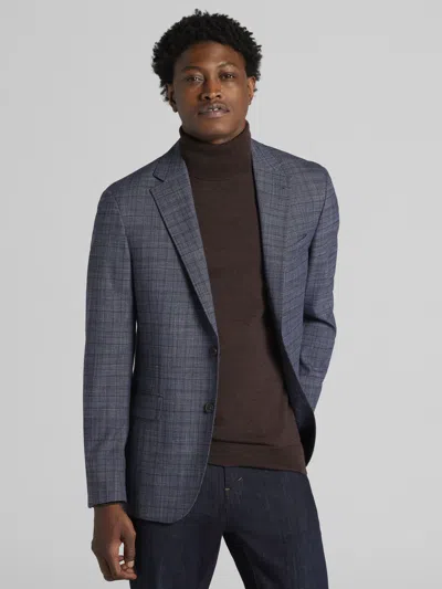 Joseph Abboud Classic Fit Plaid Sport Coat Navy Plaid - Size: 40 Regular In Gray