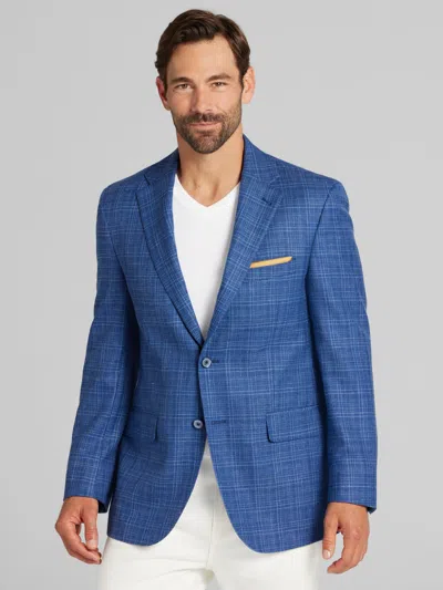Joseph Abboud Big & Tall Men's Classic Fit Wool Blend Windowpane Sport Coat In Blue