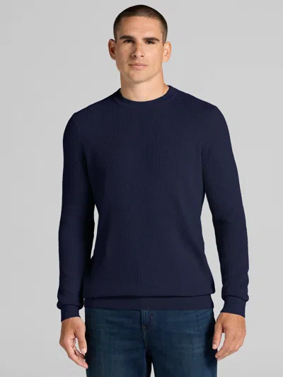 Joseph Abboud Big & Tall Men's Cotton-blend Textured Crewneck Sweater In Blue