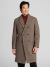 Joseph Abboud Big & Tall Men's Double-breasted Houndstooth Topcoat In Brown