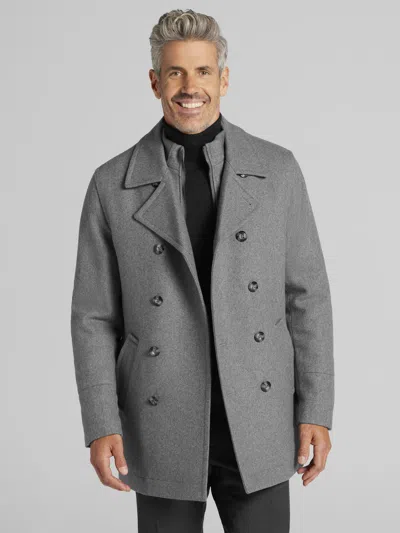 Joseph Abboud Big & Tall Men's Double-breasted Signature Peacoat In Gray