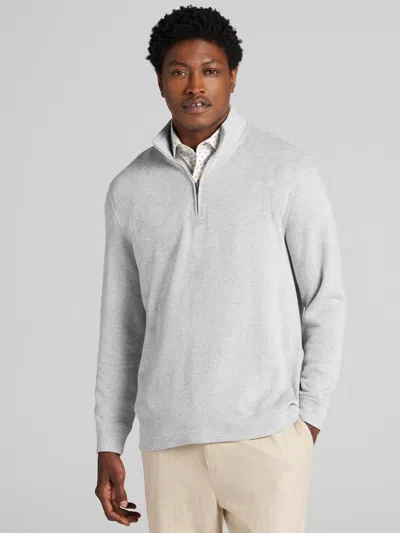 Joseph Abboud Big & Tall Men's Luxe Cotton Ribbed Quarter-zip In Gray