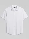 Joseph Abboud Big & Tall Men's Modern Fit Breathable Short Sleeve Button Up Shirt In White