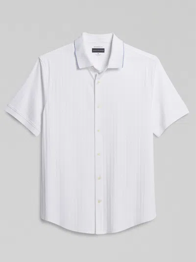 Joseph Abboud Big & Tall Men's Modern Fit Breathable Short Sleeve Button Up Shirt In White