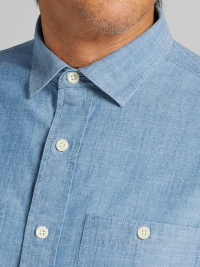 Joseph Abboud Big & Tall Men's Modern Fit Chambray Button Up Shirt In Blue