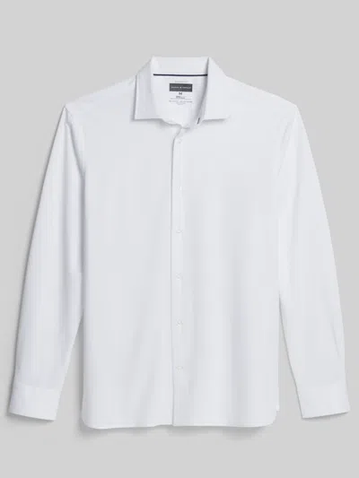 Joseph Abboud Big & Tall Men's Modern Fit Jaspe Knit Button Up Shirt In White