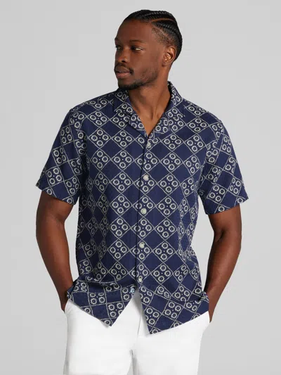 Joseph Abboud Big & Tall Men's Modern Fit Lightweight Short Sleeve Camp Shirt In Multi