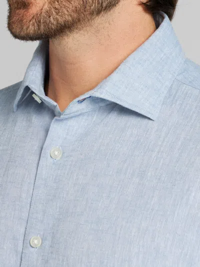 Joseph Abboud Big & Tall Men's Modern Fit Linen Blend Button Up Shirt Chambray - Size: Xxl In Blue