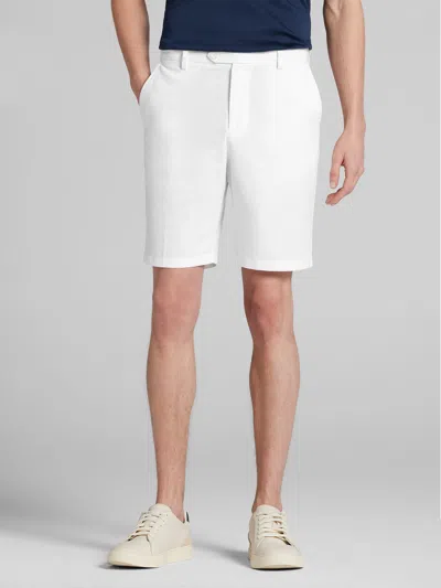 Joseph Abboud Big & Tall Men's Modern Fit Linen Blend Stretch Shorts 9" In White