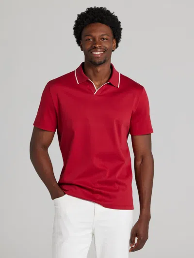 Joseph Abboud Big & Tall Men's Modern Fit Luxe Mini Stripe Johnny Polo In Red