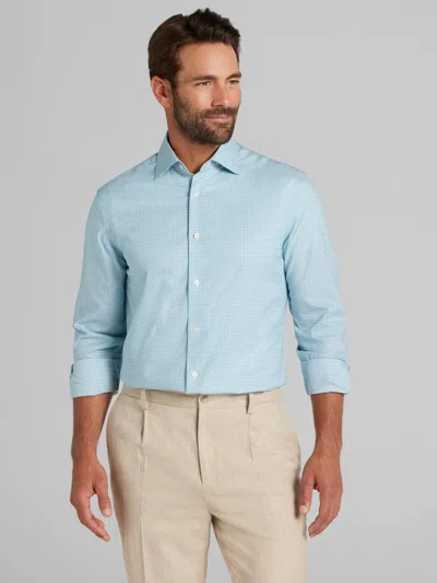 Joseph Abboud Big & Tall Men's Modern Fit Mini Grid Dress Shirt Aqua - Size: 19 34/35 In Blue