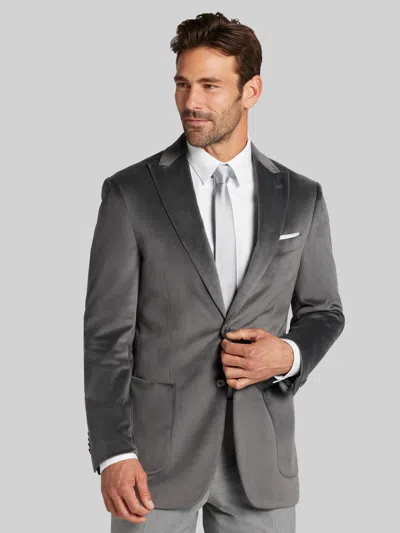 Joseph Abboud Big & Tall Men's Modern Fit Peak Lapel Velvet Sport Coat In Gray