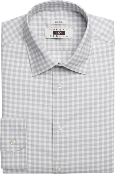 Joseph Abboud Big & Tall Men's Modern Fit Performance 4-way Stretch Gingham Dress Shirt In Silver