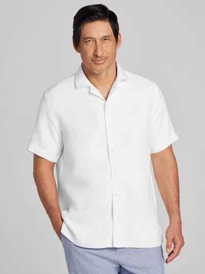 Joseph Abboud Modern Fit Short Sleeve Camp Shirt In White