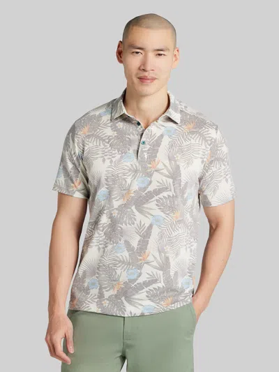 Joseph Abboud Big & Tall Men's Modern Fit Tropical Print Resort Polo In Gray