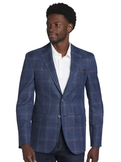 Joseph Abboud Big & Tall Men's Modern Fit Wool Blend Plaid Sport Coat In Blue