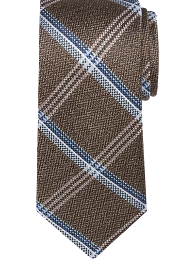 Joseph Abboud Big & Tall Men's Narrow Chevron Check Tie In Brown
