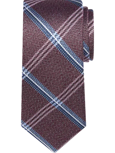 Joseph Abboud Big & Tall Men's Narrow Chevron Check Tie Purple - Size: Xlong